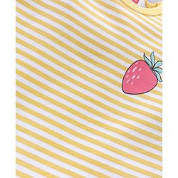 Babyhug 100% Cotton Frill Sleeves Onesies Stripes & Strawberry Print Pack of 2- Yellow & White