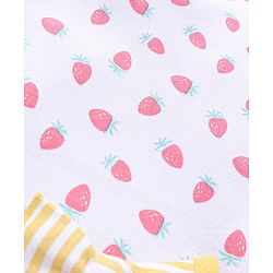 Babyhug 100% Cotton Frill Sleeves Onesies Stripes & Strawberry Print Pack of 2- Yellow & White