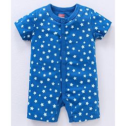 Babyhug 100% Cotton Knit Romper Pack of 2 Bear and Star Print - Navy Blue