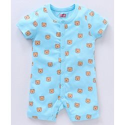 Babyhug 100% Cotton Knit Romper Pack of 2 Bear and Star Print - Navy Blue