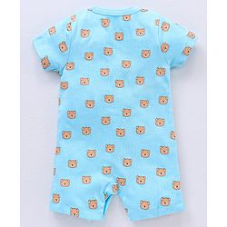 Babyhug 100% Cotton Knit Romper Pack of 2 Bear and Star Print - Navy Blue