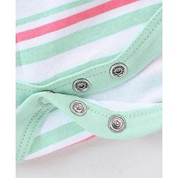 Babyhug 100% Cotton Knit Frill Sleeves Onesie Stripes & Heart Print Pack of 3 - Pink & Blue