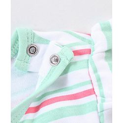 Babyhug 100% Cotton Knit Frill Sleeves Onesie Stripes & Heart Print Pack of 3 - Pink & Blue