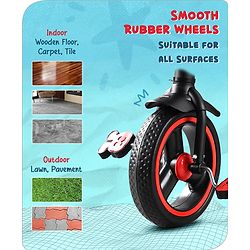 Babyhug  Plug & Play Stallion Tricycle with Parental Push Handle & Foldable Canopy - Red Black