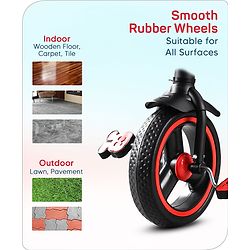 Babyhug Plug & Play Stallion Tricycle with Parental Push Handle & Foldable Canopy - Red Black| Foldable Footrest| Non Slip Pedal| High Backrest| Storage Basket| Removable Safety Rail| Cushion Seat