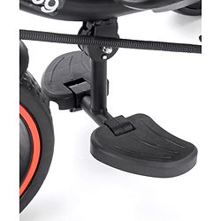 Babyhug Plug & Play Stallion Tricycle with Parental Push Handle & Foldable Canopy - Red Black| Foldable Footrest| Non Slip Pedal| High Backrest| Storage Basket| Removable Safety Rail| Cushion Seat