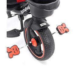 Babyhug Plug & Play Stallion Tricycle with Parental Push Handle & Foldable Canopy - Red Black| Foldable Footrest| Non Slip Pedal| High Backrest| Storage Basket| Removable Safety Rail| Cushion Seat