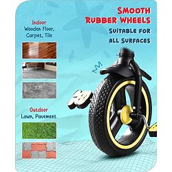 Babyhug  Plug & Play Stallion Tricycle with Parental Push Handle & Foldable Canopy - Yellow Black