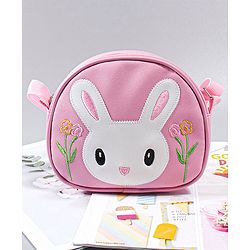 Babyhug Free Size Sling Bag With Floral Embroidery & Bunny Patch - Pink