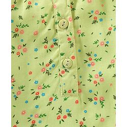 Babyhug Full Sleeves Rayon Top With Front Open & Floral Print - Green