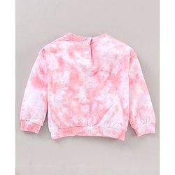 Babyhug Full Sleeves Tie & Dye Sweatshirt With Space Jam Print - Pink