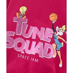 Babyhug Full Sleeves Cotton Knit SPACE JAM Sweatshirt with Foil Print - Maroon