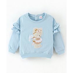 Babyhug Cotton Full Sleeves with Frill Sweatshirt Doll Patch - Blue