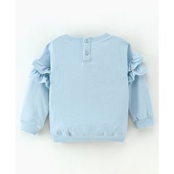 Babyhug Cotton Full Sleeves with Frill Sweatshirt Doll Patch - Blue