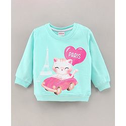 Babyhug Full Sleeves Cotton Knit Sweatshirt With Graphics - Sky Blue