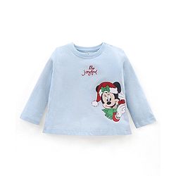 Babyhug Full Sleeves T-Shirt Minnie Mouse Print - Light Blue