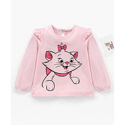 Babyhug Cotton Knit Full Sleeves Top With Frill Detailing & Marie Graphics - Pink