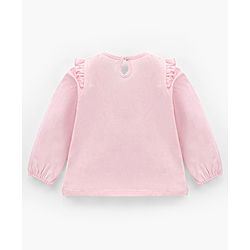Babyhug Cotton Knit Full Sleeves Top With Frill Detailing & Marie Graphics - Pink