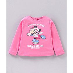 Babyhug Full Sleeves Tee Minnie Mouse Print - Light Pink