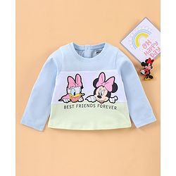 Babyhug Full Sleeves T-Shirt Minnie Mouse And Donald Duck Print - Light Blue Green