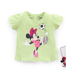 Babyhug Cotton Short Sleeves Minnie Mouse Print Tshirt - Lime