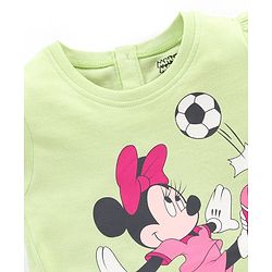 Babyhug Cotton Short Sleeves Minnie Mouse Print Tshirt - Lime