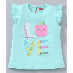 Babyhug Half Sleeves Tee Text Print - Sky Blue