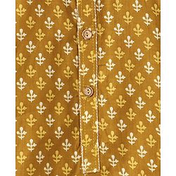 Babyhug Full Sleeves Printed Kurta Pyjama Set - Mustard
