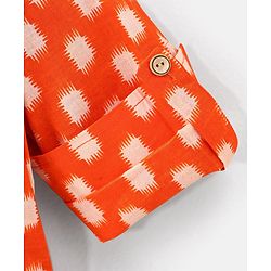 Babyhug Full Sleeves Kurta and Pyjama Set Block Print - Orange & Cream