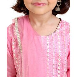 Babyhug Three Forth Sleeves Kurti & Sharara With Dupatta Sequin Embroidery - Candy Pink