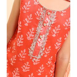 Babyhug Sleeveless Kurti & Sharara With Dupatta Printed- Red