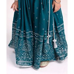 Babyhug Sleeveless Printed Choli & Lehenga Set With Dupatta - Blue