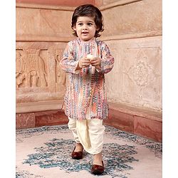 Babyhug Full Sleeves Kurta and Dhoti Set Printed - Multiclour