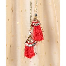 Babyhug One Shoulder Sleeves Embellished Choli & Lehenga Set With Dupatta - Off White