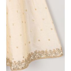 Babyhug One Shoulder Sleeves Embellished Choli & Lehenga Set With Dupatta - Off White