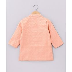 Babyhug Full Sleeves Brocade Kurta & Dhoti Set Ethnic Design - Coral