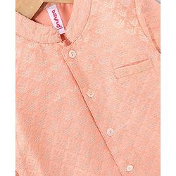 Babyhug Full Sleeves Brocade Kurta & Dhoti Set Ethnic Design - Coral