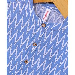 Babyhug Woven Full Sleeves Kurta And Dhoti Set Ikkat Print - Blue