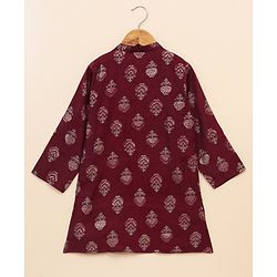 Babyhug Full Sleeves Kurta & Dhoti Set Floral Print - Maroon