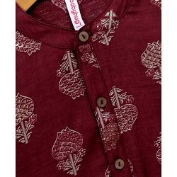 Babyhug Full Sleeves Kurta & Dhoti Set Floral Print - Maroon