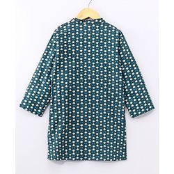 Babyhug Full Sleeves Cotton Kurta & Pyjama Set Printed- Teal