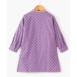 Babyhug Cotton Woven Full Sleeves Ethnic Printed Kurta & Dhoti Set - Lavender