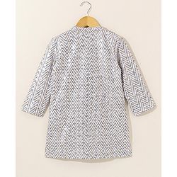 Babyhug Full Sleeves Cotton Kurta & Pyjama Set Printed- White