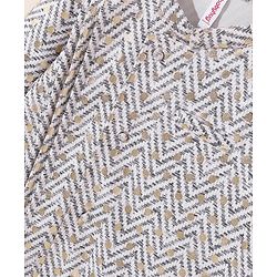 Babyhug Full Sleeves Cotton Kurta & Pyjama Set Printed- White