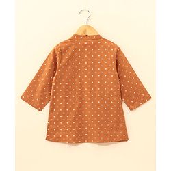 Babyhug Full Sleeves Cotton Kurta & Dhoti Set Printed- Mustard