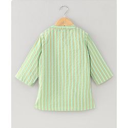 Babyhug Full Sleeves Cotton Kurta Dhoti Set Stripes Print- Green