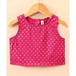 Babyhug Sleeveless Choli Lehenga And Dupatta Floral Print - Fuschia