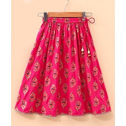 Babyhug Sleeveless Choli Lehenga And Dupatta Floral Print - Fuschia