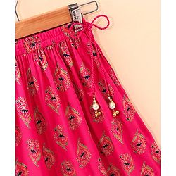 Babyhug Sleeveless Choli Lehenga And Dupatta Floral Print - Fuschia