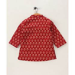 Babyhug Full Sleeves Kurta & Dhoti Floral Print - Red